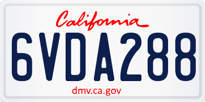 CA license plate 6VDA288