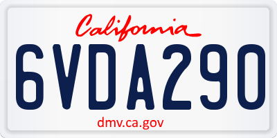 CA license plate 6VDA290