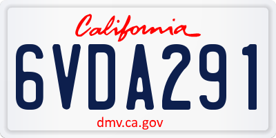 CA license plate 6VDA291