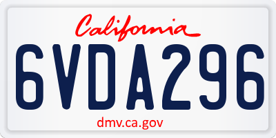 CA license plate 6VDA296