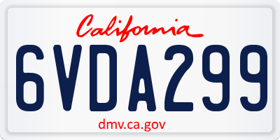 CA license plate 6VDA299