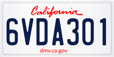 CA license plate 6VDA301