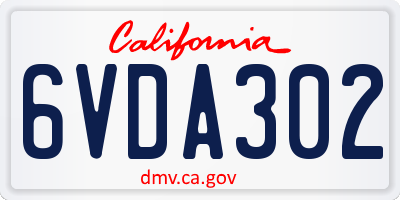 CA license plate 6VDA302