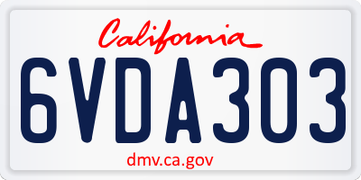 CA license plate 6VDA303