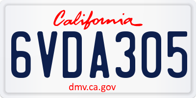 CA license plate 6VDA305