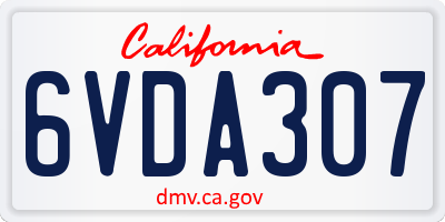 CA license plate 6VDA307