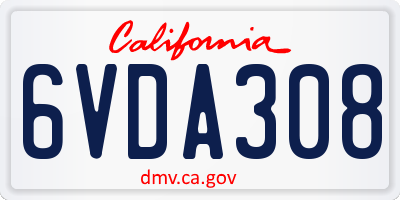 CA license plate 6VDA308