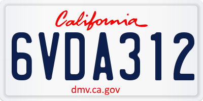 CA license plate 6VDA312