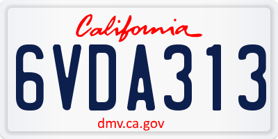 CA license plate 6VDA313