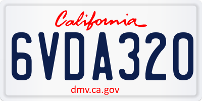 CA license plate 6VDA320