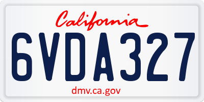 CA license plate 6VDA327