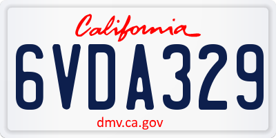 CA license plate 6VDA329