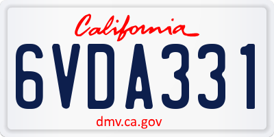 CA license plate 6VDA331