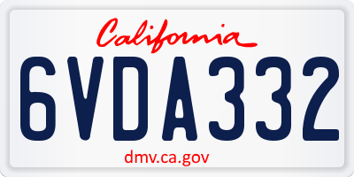 CA license plate 6VDA332