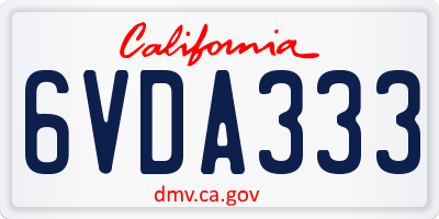 CA license plate 6VDA333