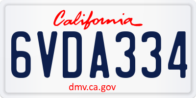 CA license plate 6VDA334