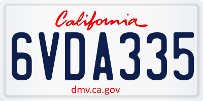 CA license plate 6VDA335
