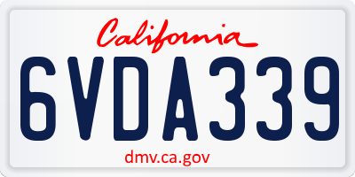 CA license plate 6VDA339