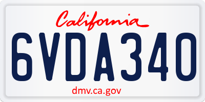 CA license plate 6VDA340