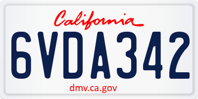 CA license plate 6VDA342