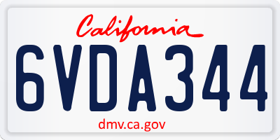 CA license plate 6VDA344
