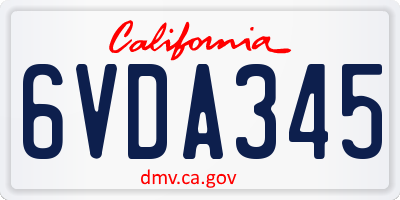CA license plate 6VDA345
