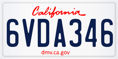 CA license plate 6VDA346