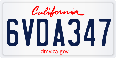 CA license plate 6VDA347