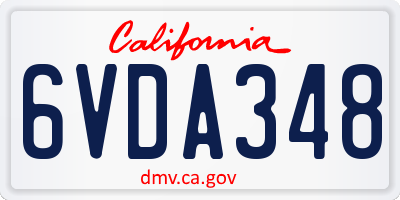 CA license plate 6VDA348