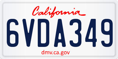 CA license plate 6VDA349