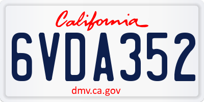 CA license plate 6VDA352