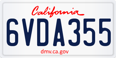 CA license plate 6VDA355