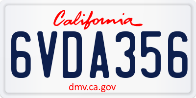 CA license plate 6VDA356