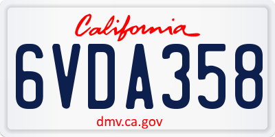 CA license plate 6VDA358