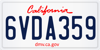 CA license plate 6VDA359