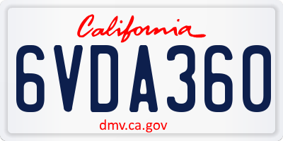 CA license plate 6VDA360