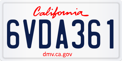 CA license plate 6VDA361