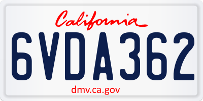 CA license plate 6VDA362