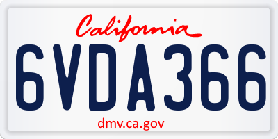 CA license plate 6VDA366