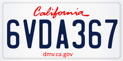 CA license plate 6VDA367