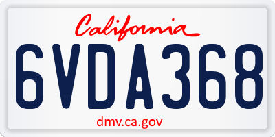 CA license plate 6VDA368