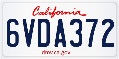 CA license plate 6VDA372