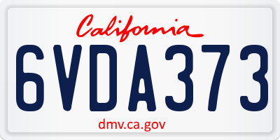 CA license plate 6VDA373
