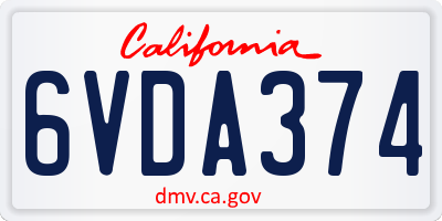 CA license plate 6VDA374