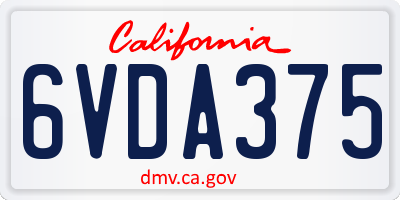 CA license plate 6VDA375
