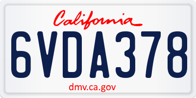 CA license plate 6VDA378