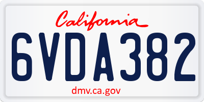 CA license plate 6VDA382