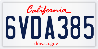 CA license plate 6VDA385