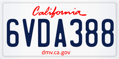 CA license plate 6VDA388