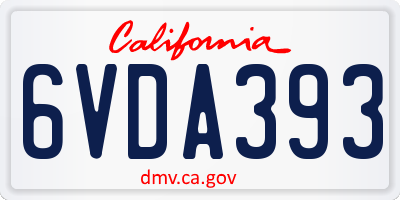 CA license plate 6VDA393